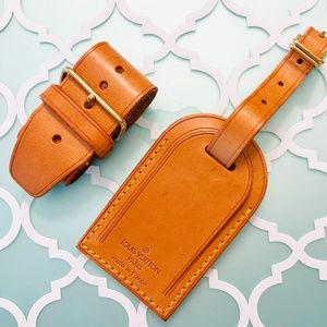 AUTHENTIC Louis Vuitton Leather Tag & Poignet Set